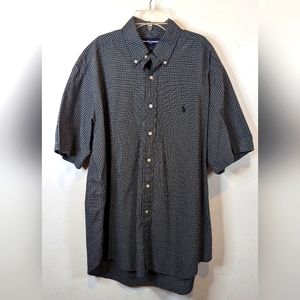 Vintage Ralph Lauren Golf Blue Plaid Short Sleeve Shirt Large